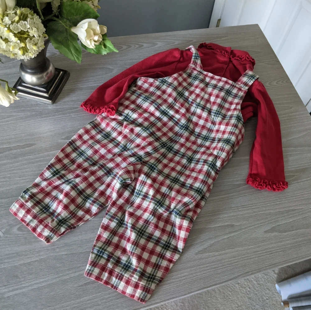 Talbot's Plaid Overalls & Body Suit